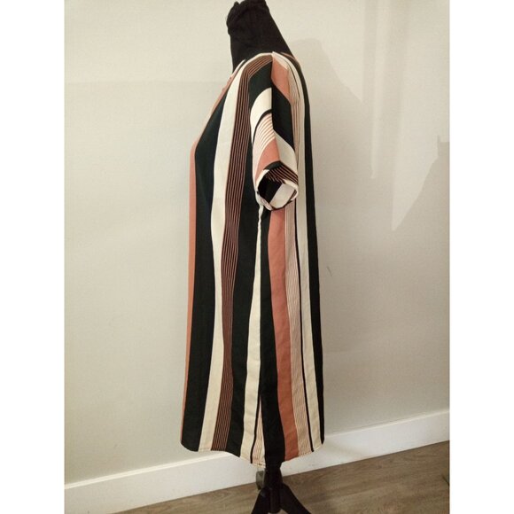 Emery Rose Black Tan Striped Mini Dress Size Small - Picture 2 of 6
